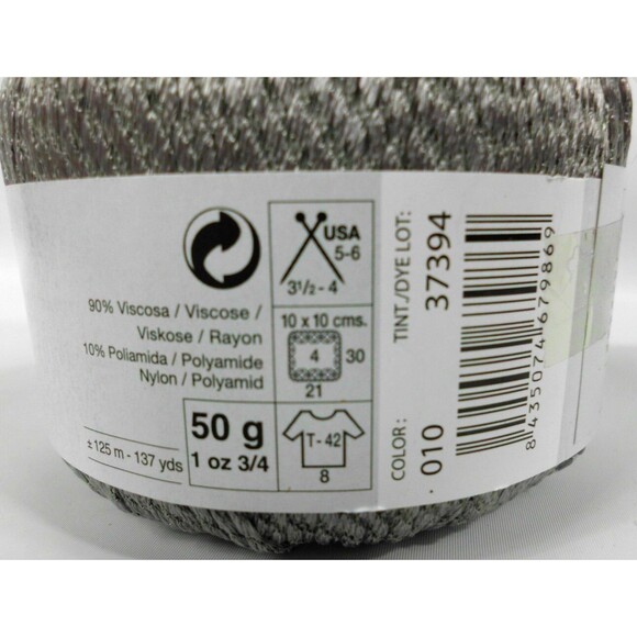 Katia Acuario Yarn Lot of 5 Grey Gray #010 Viscose - Picture 3 of 4